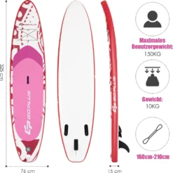 COSTWAY 325cm X 76cm X 16cm Stand Up Paddling Board, Inkl. Rucksack, Pumpe, Verstellbares Paddel, Sicherheitsleine, Bungee-Seil Und Reparaturset, SUP Board 150kg Aufblasbar -Globbervi Verkaufe 00768f7f4aa9f1553e75ebe034f90f50