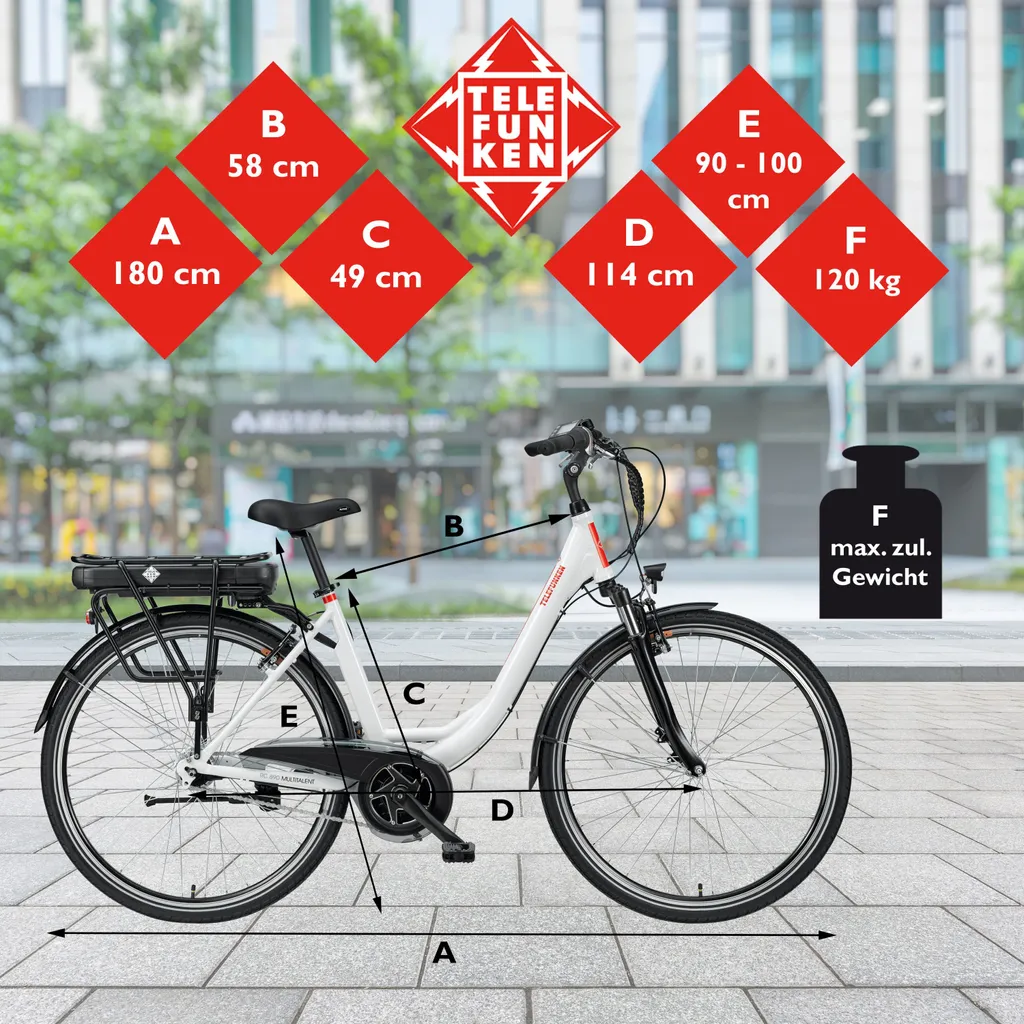 Telefunken RC890 City E-Bike, 7 Gang Shimano Nabenschaltung, Mittelmotor, Weiß 6 Telefunken RC890 City E-Bike, 7 Gang Shimano Nabenschaltung, Mittelmotor, Weiß – Bild 6