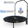 Physionics® Fitness Trampolin - Ø 101 Cm, Höhenverstellbarer Haltegriff, Bis 150 Kg, Klappbar - Mini-Trampolin, Aerobic Trampolin Für Erwachsene Und Kinder, Indoor, Jumper, Rebounder