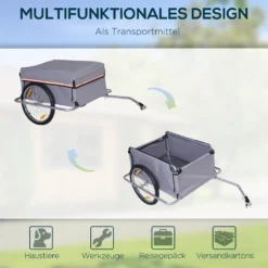 HOMCOM Lasten-Fahrradanhänger Transportanhänger CargoTrailer Fahrrad Faltbar Grau -Globbervi Verkaufe 02a5ae762b7c30c28f7b903303c19156
