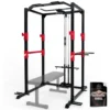 Sportstech Power Rack + Klimmzugstange, Dip-Barren, 2X Latzug Griff + Karabinerhaken, Ablage Für Langhantel Mit Gewichten, Home Gym Kraftstation: Fitness & Sport Zuhause, FPR300