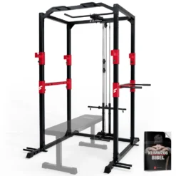 Sportstech Power Rack + Klimmzugstange, Dip-Barren, 2X Latzug Griff + Karabinerhaken, Ablage Für Langhantel Mit Gewichten, Home Gym Kraftstation: Fitness & Sport Zuhause, FPR300