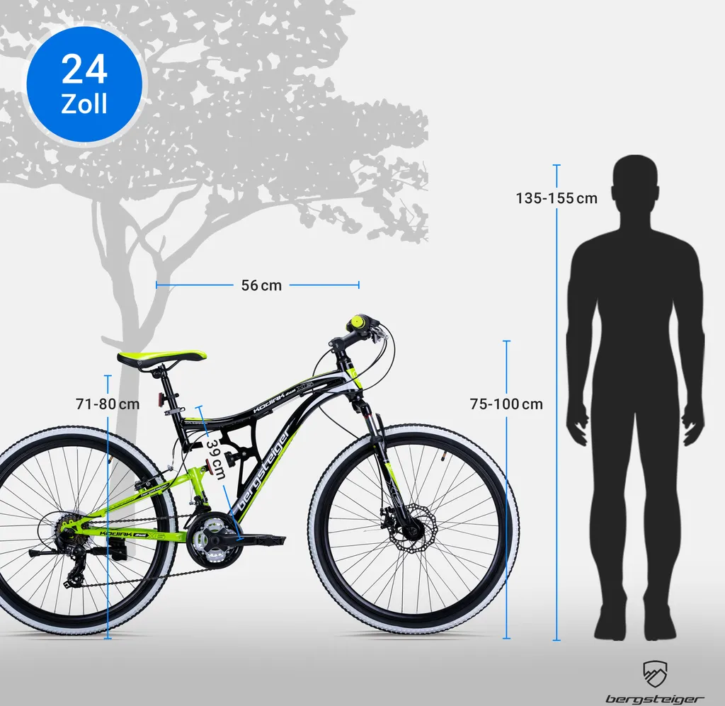Bergsteiger Kodiak 24 Zoll Kinderfahrrad, Geeignet Für 8, 9, 10, 11 Jahre, Scheibenbremse, Shimano 21 Gang-Schaltung, Mountainbike Mit Vollfederung, Jungen-Fahrrad 6 Bergsteiger Kodiak 24 Zoll Kinderfahrrad, Geeignet Für 8, 9, 10, 11 Jahre, Scheibenbremse, Shimano 21 Gang-Schaltung, Mountainbike Mit Vollfederung, Jungen-Fahrrad – Bild 6