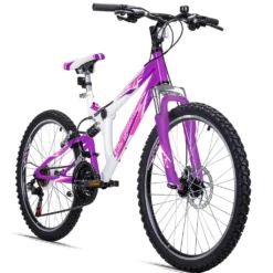 Bergsteiger Montreal 24 Zoll Kinderfahrrad, Geeignet Für 8, 9, 10, 11 Jahre, Shimano 18 Gang-Schaltung, Mountainbike Mit Vollfederung, Jungen-Fahrrad, Mädchen-Fahrrad