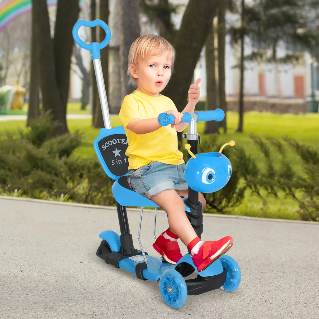 HOMCOM Kinderroller Scooter Tretroller Cityroller Kinder Roller Kickboard Lenker Teleskoprohr Höhenverstellbar Blau 62 X 25 X 72,5 Cm 2 HOMCOM Kinderroller Scooter Tretroller Cityroller Kinder Roller Kickboard Lenker Teleskoprohr Höhenverstellbar Blau 62 X 25 X 72,5 Cm – Bild 2