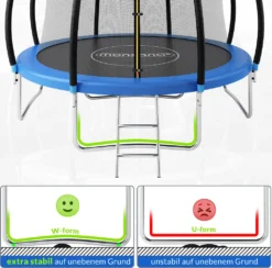 Monzana Trampolin Ø 244/305 Cm Rheinland GS Zertifiziert Komplettset Inkl. Sicherheitsnetz Innen Leiter Randabdeckung Kindertrampolin Gartentrampolin, Größe Ø:244 Cm -Globbervi Verkaufe 07038d9df6650a916c091d8304193ce1