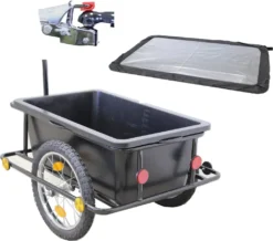 Fahrradanhänger Mit Kupplung 90L Plane Handwagen Transportanhänger Lastenanhänger