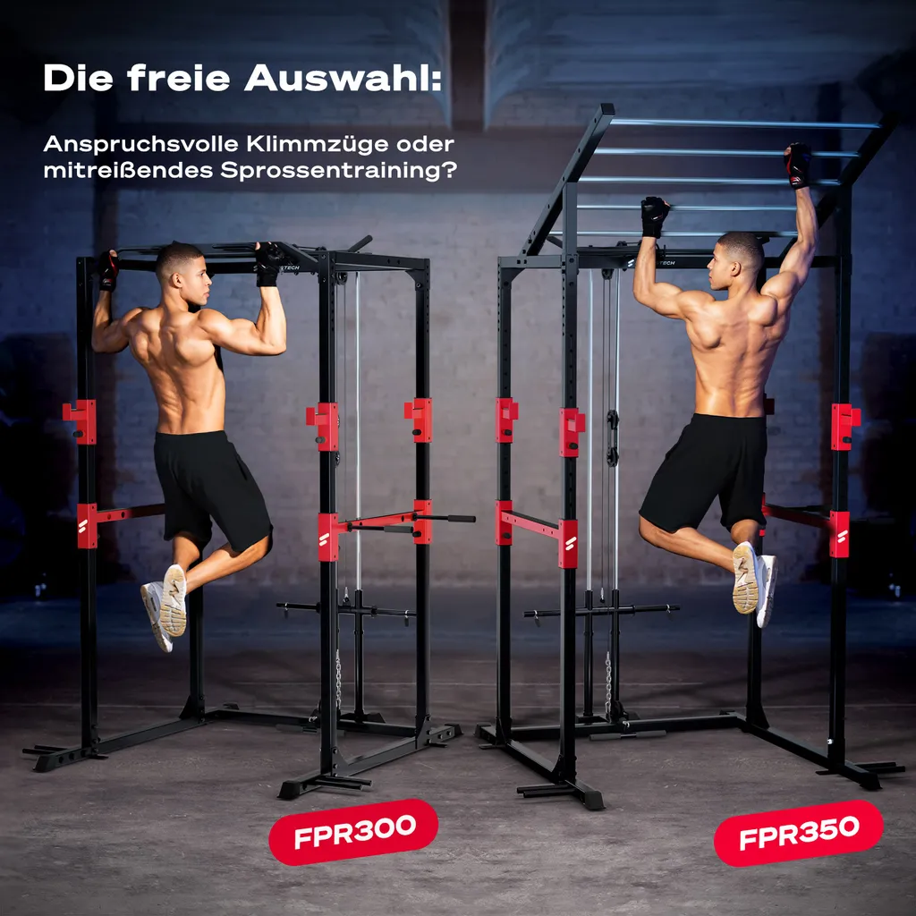 Sportstech Power Rack + Klimmzugstange, Dip-Barren, 2X Latzug Griff + Karabinerhaken, Ablage Für Langhantel Mit Gewichten, Home Gym Kraftstation: Fitness & Sport Zuhause, FPR300 8 Sportstech Power Rack + Klimmzugstange, Dip-Barren, 2X Latzug Griff + Karabinerhaken, Ablage Für Langhantel Mit Gewichten, Home Gym Kraftstation: Fitness & Sport Zuhause, FPR300 – Bild 8