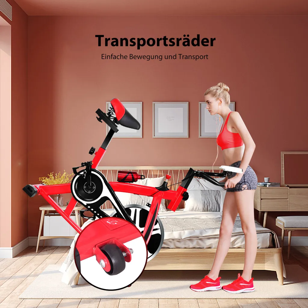 COSTWAY Indoor Fahrrad Mit 8KG Schwungrad, Heimtrainer Fahrrad Mit Einstellbarem Widerstand, Höhenverstellbarem Sitz Und Lenker, Handyhalterung Und LCD-Anzeige, Fitnessbike Bis 150KG Belastbar 2 COSTWAY Indoor Fahrrad Mit 8KG Schwungrad, Heimtrainer Fahrrad Mit Einstellbarem Widerstand, Höhenverstellbarem Sitz Und Lenker, Handyhalterung Und LCD-Anzeige, Fitnessbike Bis 150KG Belastbar – Bild 2