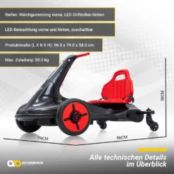 Actionbikes Motors Dreirad Scooter Driftscooter Axxis Schwarz - 110 W - 20 Km/h, Drift Scooter Elektro - Leuchtende 360° Rollen Hinten - Kinder Elektro Scooter Drifter Fahrzeug Elektrisch Axxis Spielzeug Drift Trike Ab 4-12 Jahre - Dreirad -Globbervi Verkaufe 0c46f160b1345b60fe43db4b8c5c90a6