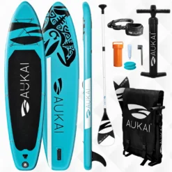 Aukai® Stand Up Paddle Board 320cm "Ocean" SUP Surfboard Aufblasbar + Paddel Surfbrett Paddling Paddelboard - Türkis