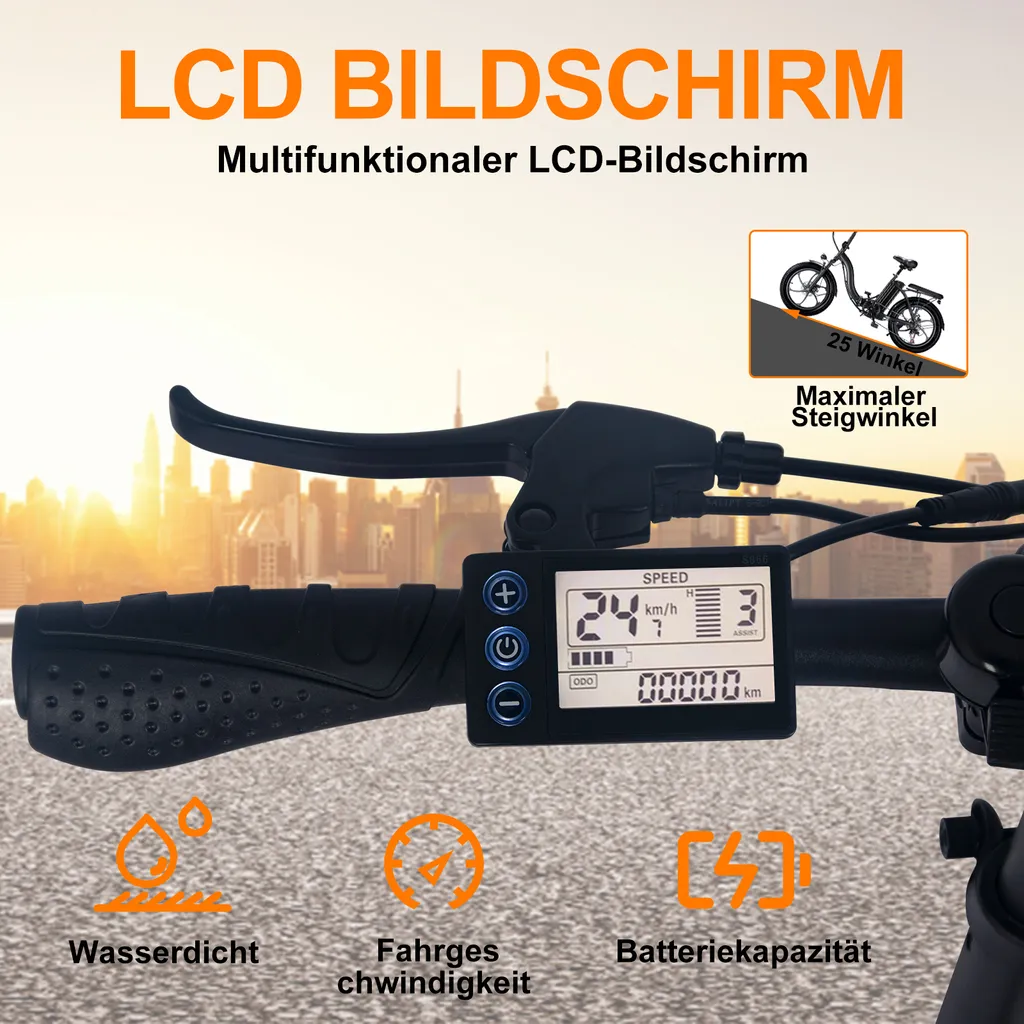 Klappbares E-Bike 20“ Elektrofahrrad | E Klappfahrrad 7 Gänge & Hinterradmotor Für 25 Km/h E-bike Trekking | Fahrrad Mit MTB Federgabel, Faltbares E Bike LED Licht &Qualitätsmarke Sportsattel 3 Klappbares E-Bike 20“ Elektrofahrrad | E Klappfahrrad 7 Gänge & Hinterradmotor Für 25 Km/h E-bike Trekking | Fahrrad Mit MTB Federgabel, Faltbares E Bike LED Licht &Qualitätsmarke Sportsattel – Bild 3