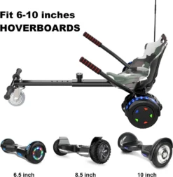 6,5 Zoll Hoverboard Mit Hoverkart Go-kart，Elektro Scooter Skateboarding Self Balance Scooter Musik Lautsprecher+ Bluetooth Blau+Hoverseat Camouflage -Globbervi Verkaufe 10864306588709ec53ebbb06bca08d3a