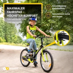 Actionbikes Kinderfahrrad Wasp 20 Zoll - Kinder Fahrrad - Schwarz/Grün - Mit Fahrradständer - Kinderrad - 6 - 9 Jahre - V-Brake-Bremse - Fahrradständer - Schutzblech -Globbervi Verkaufe 11c1707c0fe29ce0e3d0419d78c88f77