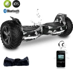 8.5 Zoll ES03 Offroad Hoverboard+ Bluetooth+ Starker Dual Motor+ Tasche -Elektro Skateboard Self Balance Scooter Army Green