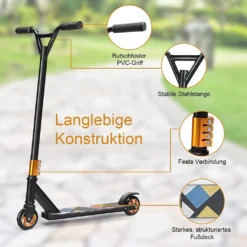 COSTWAY Stunt Scooter 100kg Belastbar Cityroller Mit PolyurethanRädern Alu Tretroller Kickscooter Für Kinder & Erwachsene Schwarz -Globbervi Verkaufe 128efca24485845e3de371cf826a9c46