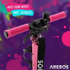 AREBOS Cityroller Tretroller Mit LED, Höhenverstellbar, Klappbar, Inkl. Tragegurt, Hand- & Trittbremse, Für Kinder Und Erwachsene, Bis 100kg Belastbar Roller, Pink 17 AREBOS Cityroller Tretroller Mit LED, Höhenverstellbar, Klappbar, Inkl. Tragegurt, Hand- & Trittbremse, Für Kinder Und Erwachsene, Bis 100kg Belastbar Roller, Pink -Globbervi Verkaufe 1438d1d128708c9bed4e598aadbdee5b