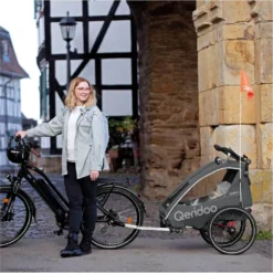 Qeridoo QUPA 1 Kinderfahrradanhänger, Farbe:grey -Globbervi Verkaufe 14d745ac9f09cde7f777cb8404f81f3d