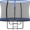 SONGMICS Trampolin Ø 305 Cm Mit Leiter + Netz + Stangen + Abdeckung Sicher Fitnessgerät Rundes Gartentrampolin Schwarz