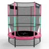 Kinetic Sports Trampolin Kinder Indoortrampolin Jumper 140 Cm Randabdeckung Stangen Gepolstert, Gummiseil-Federung Sicherheitsnetz Pink