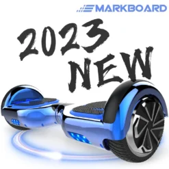 MARKBOARD Hoverboard,Elektro Scooter 6,5 LED E-Balance Scooter Mit Motorbeleuchtung E-Skateboard Elektroroller Bluetooth LED Chrome Blau