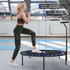 Physionics® Fitness Trampolin - Verstellbarer Griff, Ø 101 Cm, Max. 120 Kg, Klappbar, Mit Gummiseilfederung - Mini-Trampolin, Aerobic Trampolin Für Erwachsene Und Kinder, Indoor, Jumper, Rebounder -Globbervi Verkaufe 1669276ace1b90f774a15fc1071b9d09