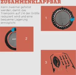 SPORTNOW 102 Cm Fitness-Trampolin, Faltbares Mini-Trampolin Mit 4-Fach Höhenverstellbarer Haltegriff, LCD-Monitor, Fitness-Rebounder Für Erwachsene, Kinder, Bis 100 Kg -Globbervi Verkaufe 16b3e5d88375fddfa510fbb70c0a1257