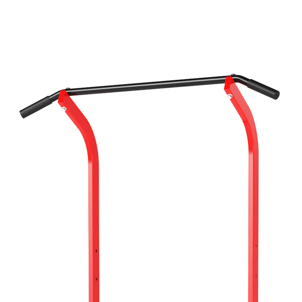 HOMCOM Power Tower Dip Station Büro Fitnesscenter Multifunktionale Kraftstation Höhenverstellbar Täglich Training Klappbar Rückenbrett Stahl PP PVC Schwarz+Rot 94 X 174 X 180-230 Cm 4 HOMCOM Power Tower Dip Station Büro Fitnesscenter Multifunktionale Kraftstation Höhenverstellbar Täglich Training Klappbar Rückenbrett Stahl PP PVC Schwarz+Rot 94 X 174 X 180-230 Cm – Bild 4