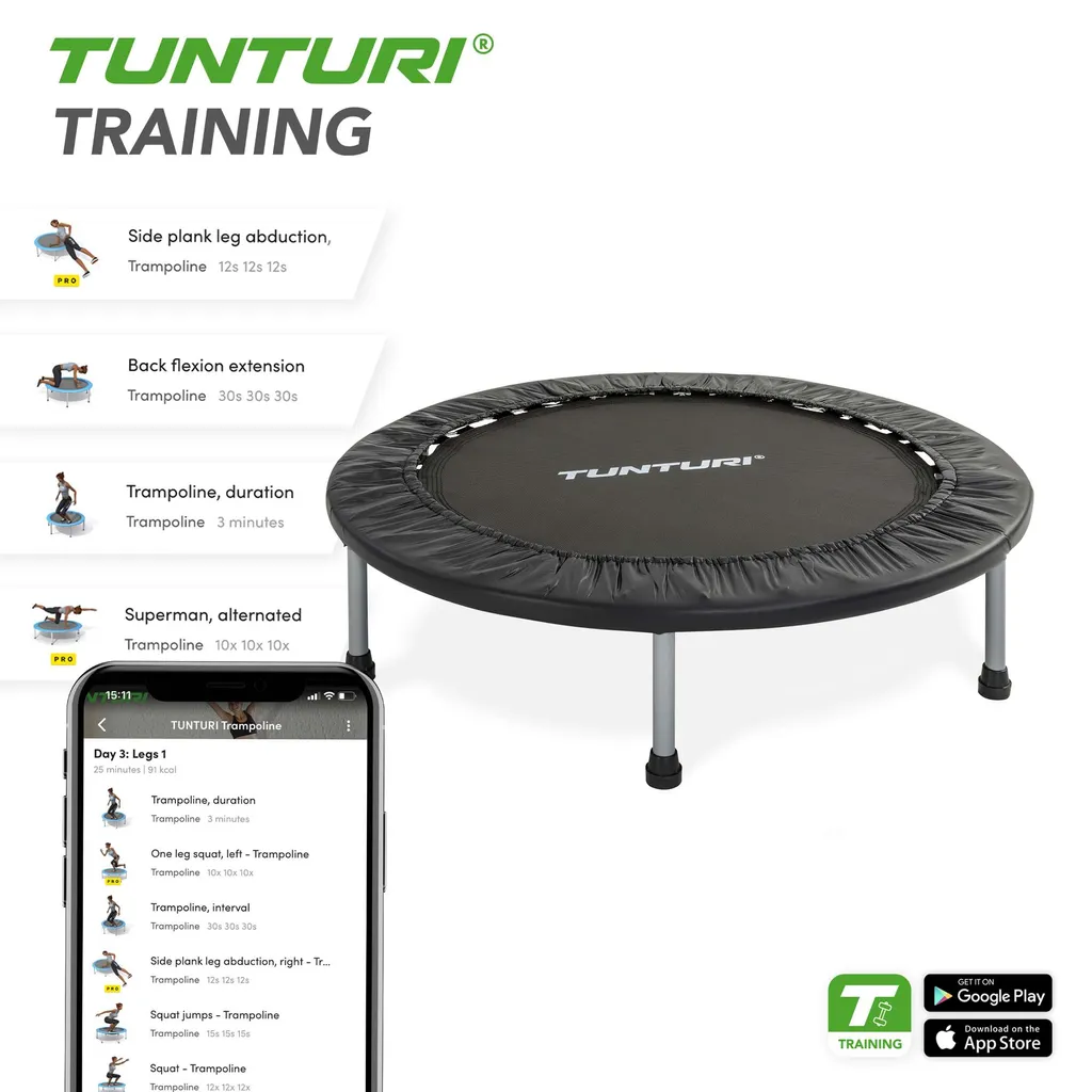 Tunturi Trampolin Für Indoor, Fitnesstrampolin In 95 Cm, Trampolin Für Sport Und Ausdauer 8 Tunturi Trampolin Für Indoor, Fitnesstrampolin In 95 Cm, Trampolin Für Sport Und Ausdauer – Bild 8