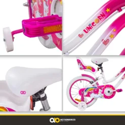 Actionbikes Kinderfahrrad Unicorn 16 Zoll - Kinder Fahrrad - Caliper Bremsen - Kettenschutz - Stützräder - Kinderrad - Rad - Bike - Mädchen - Pink - 4-7 Jahre -Globbervi Verkaufe 1808f2ad803cc70999de9dff87c6fe55