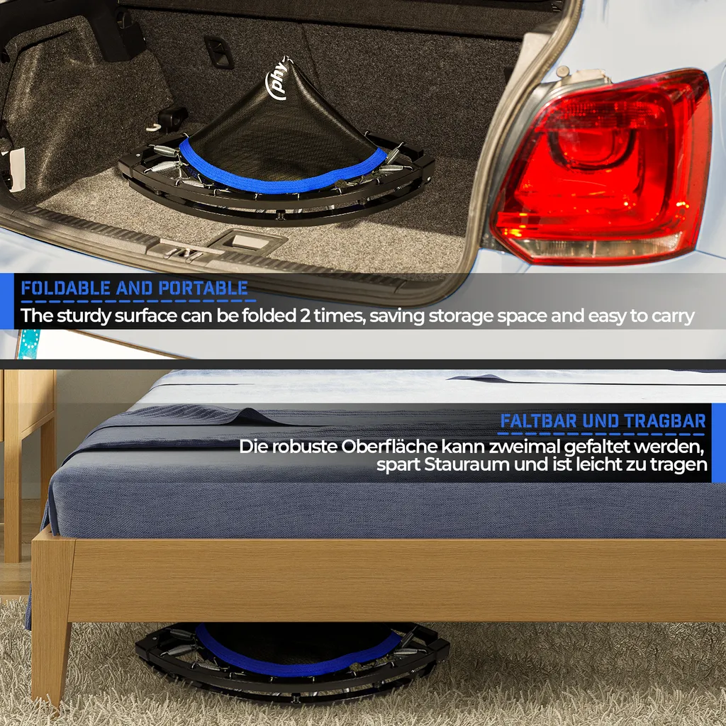 Physionics® Fitness Trampolin - Ø 101 Cm, Höhenverstellbarer Haltegriff, Bis 150 Kg, Klappbar - Mini-Trampolin, Aerobic Trampolin Für Erwachsene Und Kinder, Indoor, Jumper, Rebounder 8 Physionics® Fitness Trampolin - Ø 101 Cm, Höhenverstellbarer Haltegriff, Bis 150 Kg, Klappbar - Mini-Trampolin, Aerobic Trampolin Für Erwachsene Und Kinder, Indoor, Jumper, Rebounder – Bild 8