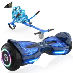 EVERCROSS 6,5 Zoll Hoverboards Mit Sitz, App-fähige Bluetooth Hoverboards, Go Kart Mit 3 Pedallichter, Selbstausgleichender Elektroroller Geburtstag Kinder Erwachsene