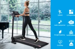 Merax Laufband Klappbar Elektrisch Laufbänder 1,5 PS Leiser Elektromotor 12 Km/h Mit LED Display, 12 Programme Und Pad-/Handyhalter, Max. Benutzergewicht 100kg, Schwarz -Globbervi Verkaufe 190273b61c81ffe2f10daab337b43295