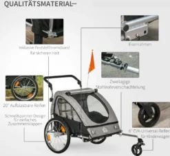 HOMCOM 2 In 1 Kinderanhänger Anhänger 360° Drehbar Fahrradanhänger 2 Kinder Buggy Kinderwagen Mit Fünf-Punkt-Sicherheitsgurt Joggerfunktion Metall Oxford Grau+Schwarz 160 X 84 X 106 Cm 13 HOMCOM 2 In 1 Kinderanhänger Anhänger 360° Drehbar Fahrradanhänger 2 Kinder Buggy Kinderwagen Mit Fünf-Punkt-Sicherheitsgurt Joggerfunktion Metall Oxford Grau+Schwarz 160 X 84 X 106 Cm -Globbervi Verkaufe 1b8d9e32dd94c6bcfc128b47ec732020