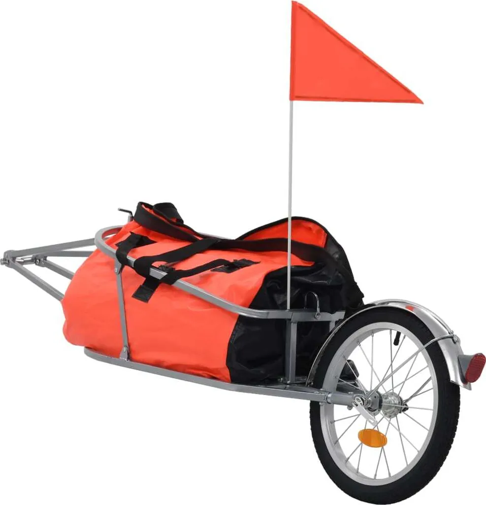 VidaXL Gepäck-Fahrradanhänger Mit Tasche Orange Und Schwarz 1 VidaXL Gepäck-Fahrradanhänger Mit Tasche Orange Und Schwarz