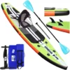 Stand Up Paddle Board SUP Board Set, 330x76x15cm, Bis 150kg, Kajak Sitz, Integrierte Kick-Pad, 3 Finnen, Verstellbares Doppel-Paddel, Komplettes Zubehör, Grün