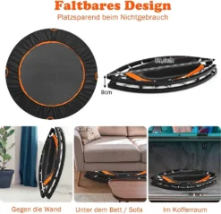 COSTWAY φ 120 Cm Mini Trampolin Faltbar, Fitness Trampolin Mit Höhenverstellbarem Griff, Kindertrampolin, Gartentrampolin, Indoor- Und Outdoortrampolin Für Erwachsene Und Kinder -Globbervi Verkaufe 1e6c3023d062f4b586e3ad7f700f53fb
