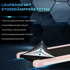 HOMCOM Laufband Klappbar Elektrisch 400 W 1-12 Km/h 1,5HP LCD-Display Handyhalterung Geeignet Für Home Gym Indoor Fitness Rosa 134 X 60 X 118 Cm -Globbervi Verkaufe 1e936d53da70a348a599fc57f8642464