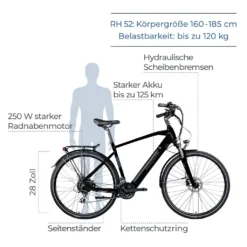 Zündapp Z810 E Bike Trekkingrad Herren Ab 160 Cm Mit Nabenmotor Pedelec Trekking Fahrrad Mit 24 Gang Und Beleuchtung StVZO