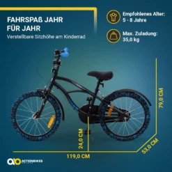 Actionbikes Kinderfahrrad Cruiser 18 Zoll - Kinderrad - Jungen - Mädchen - Fahrrad - Schwarz - Kettenschutz - Rad - Bike - 5 - 8 Jahre - Reflektoren - Kettenschutz -Globbervi Verkaufe 2071fa5c88154232484a8ec8b3d4d21d