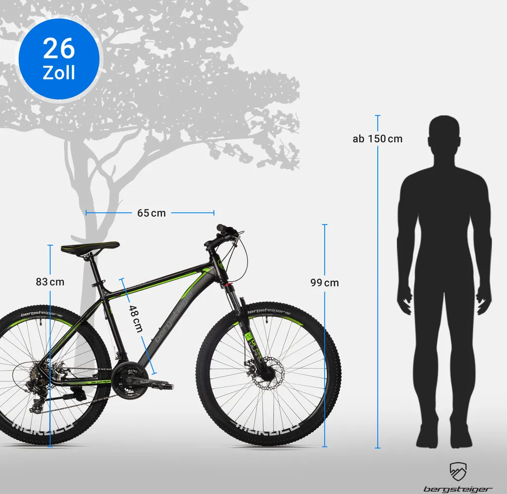 Bergsteiger Makalu 26 Zoll Mountainbike Aluminium, Geeignet Ab 150 Cm, Scheibenbremse, Shimano 21 Gang-Schaltung, Hardtail, Jungen-Fahrrad & Herren-Fahrrad 6 Bergsteiger Makalu 26 Zoll Mountainbike Aluminium, Geeignet Ab 150 Cm, Scheibenbremse, Shimano 21 Gang-Schaltung, Hardtail, Jungen-Fahrrad & Herren-Fahrrad – Bild 6