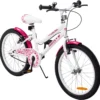 Actionbikes Kinderfahrrad Butterfly 20 Zoll - Kinder Fahrrad - V-Brake Bremsen - Kettenschutz - Fahrradständer - Kinderrad - Jugend Fahrrad - Rad - Bike - Mädchen - Weiß/Pink - 6-9 Jahre