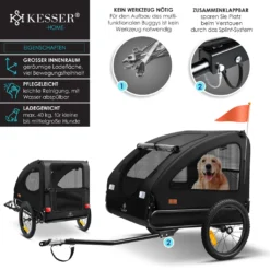KESSER® Hundeanhänger Boxer 2-in-1 Hundebuggy Fahrradanhänger Groß Ca. 250L Volumen - Inkl. Fahne Und Tasche - 600D Oxford Canvas, Klappbar SmartSpace Concept, Maximale Belastbarkeit: 45kg, Farbe:Schwarz 10 KESSER® Hundeanhänger Boxer 2-in-1 Hundebuggy Fahrradanhänger Groß Ca. 250L Volumen - Inkl. Fahne Und Tasche - 600D Oxford Canvas, Klappbar SmartSpace Concept, Maximale Belastbarkeit: 45kg, Farbe:Schwarz -Globbervi Verkaufe 236e7b0e29461af1d211c87c36b4938d