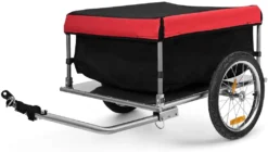 COSTWAY Fahrradanhaenger, Gepaeckanhaenger Klappbar, Lastenanhaenger 40 Cm Raeder Handwagen Bis 40 Kg Tragkraft