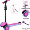 Yoleo Kinder Roller Ab 3 Jahre, Kinderscooter Mit LED Leuchtenden Räder, Dreiradscooter 4 Höhenverstellbare Für Jungen & Mädchen Im Alter Von 3-12 Jahren, Rosa