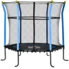HOMCOM 5,3FT Trampolin Für Kinder Gartentrampolin Mit Sicherheitsnetz Randabdeckung Gummiseil Gepolstert Fitness-Trampolin Mini-Trampoline Mit Netz Stahl Blau 163,5H Cm Bis 60 Kg