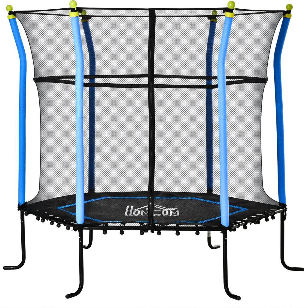 HOMCOM 5,3FT Trampolin Für Kinder Gartentrampolin Mit Sicherheitsnetz Randabdeckung Gummiseil Gepolstert Fitness-Trampolin Mini-Trampoline Mit Netz Stahl Blau 163,5H Cm Bis 60 Kg 1 HOMCOM 5,3FT Trampolin Für Kinder Gartentrampolin Mit Sicherheitsnetz Randabdeckung Gummiseil Gepolstert Fitness-Trampolin Mini-Trampoline Mit Netz Stahl Blau 163,5H Cm Bis 60 Kg