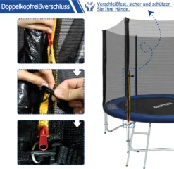 LZQ Ø366cm/12FT Kindertrampolin Gartentrampolin Komplettset Mit Sicherheitsnetz, Leiter, Randabdeckung & Zubehör, Rheinland Getestet -Globbervi Verkaufe 25beba81e4a22a22a72baa8da4c1ce6a