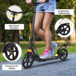 COSTWAY Scooter Roller Klappbar Tretroller 3 Höhen Verstellbar Cityroller 100kg Belastbar Kickscooter Kickroller Schwarz -Globbervi Verkaufe 261684d839c376fae96314ffeb057a70