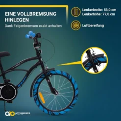 Actionbikes Kinderfahrrad Cruiser 18 Zoll - Kinderrad - Jungen - Mädchen - Fahrrad - Schwarz - Kettenschutz - Rad - Bike - 5 - 8 Jahre - Reflektoren - Kettenschutz -Globbervi Verkaufe 270964e6e42648dccb3f59358bb6b398